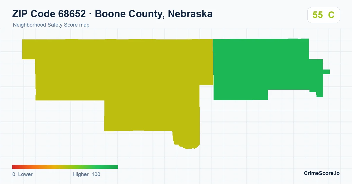 ZIP Code 68652 in Boone County, Nebraska neighborhood Safety Score map