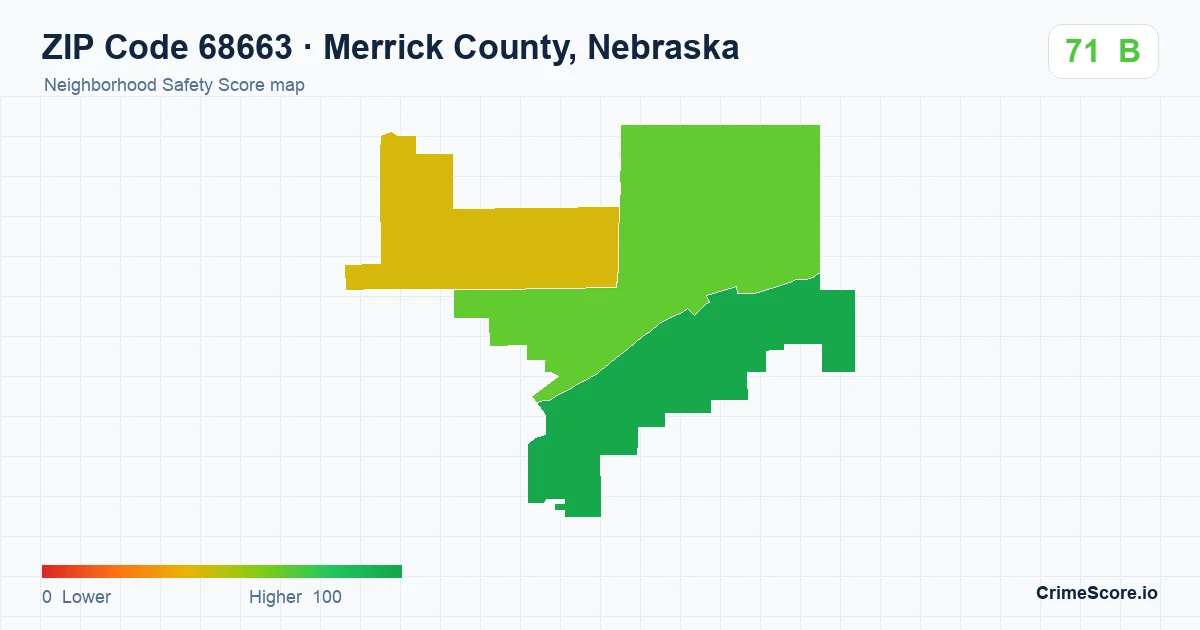 ZIP Code 68663 in Merrick County, Nebraska neighborhood Safety Score map