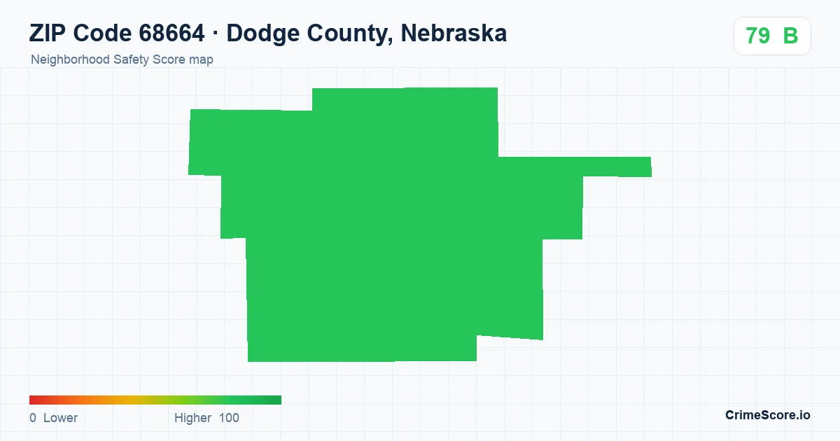 ZIP Code 68664 in Dodge County, Nebraska neighborhood Safety Score map