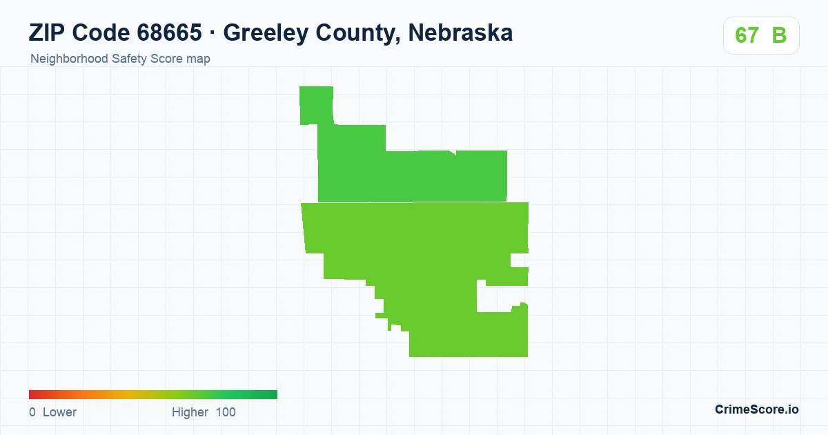 ZIP Code 68665 in Greeley County, Nebraska neighborhood Safety Score map