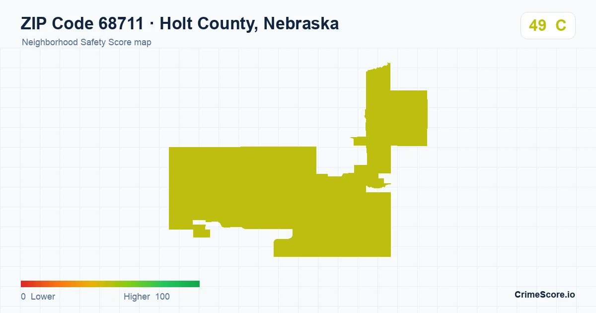 ZIP Code 68711 in Holt County, Nebraska neighborhood Safety Score map