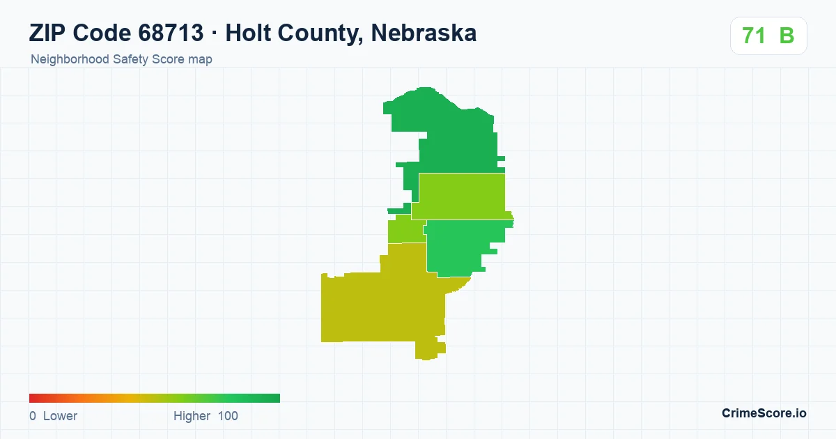 ZIP Code 68713 in Holt County, Nebraska neighborhood Safety Score map