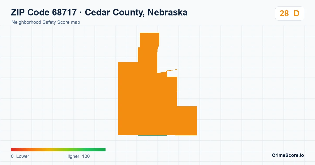 ZIP Code 68717 in Cedar County, Nebraska neighborhood Safety Score map