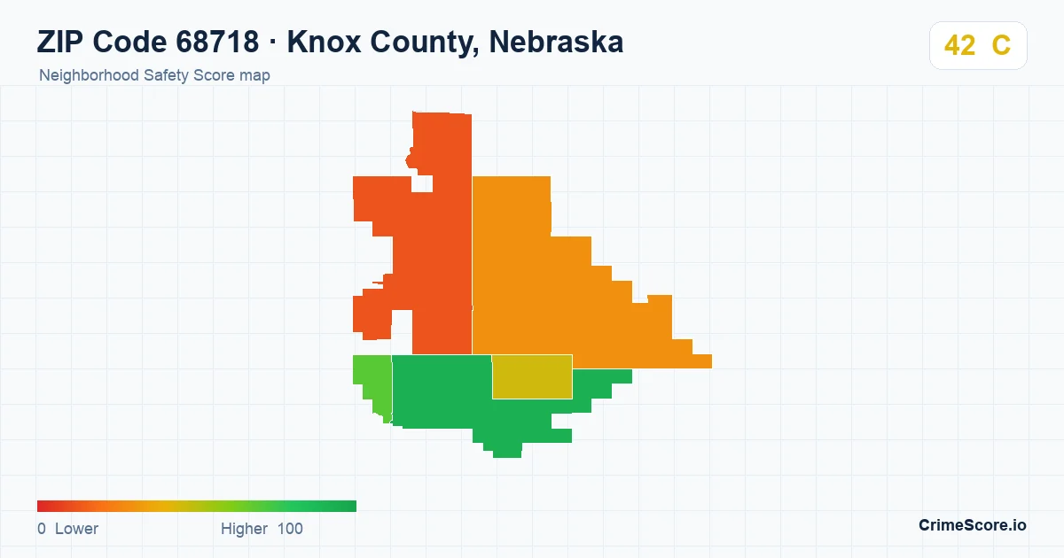 ZIP Code 68718 in Knox County, Nebraska neighborhood Safety Score map