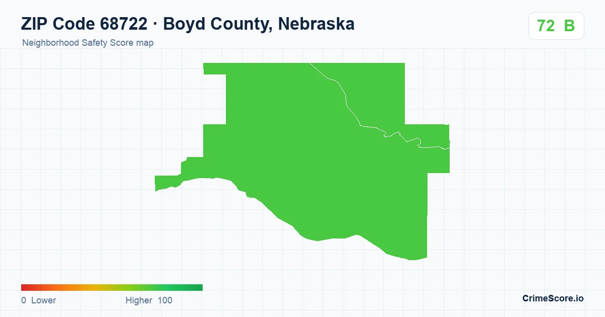 ZIP Code 68722 in Boyd County, Nebraska neighborhood Safety Score map