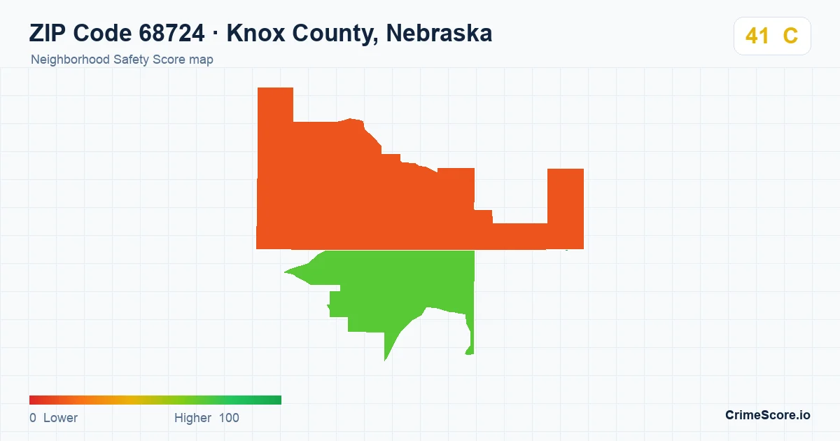 ZIP Code 68724 in Knox County, Nebraska neighborhood Safety Score map