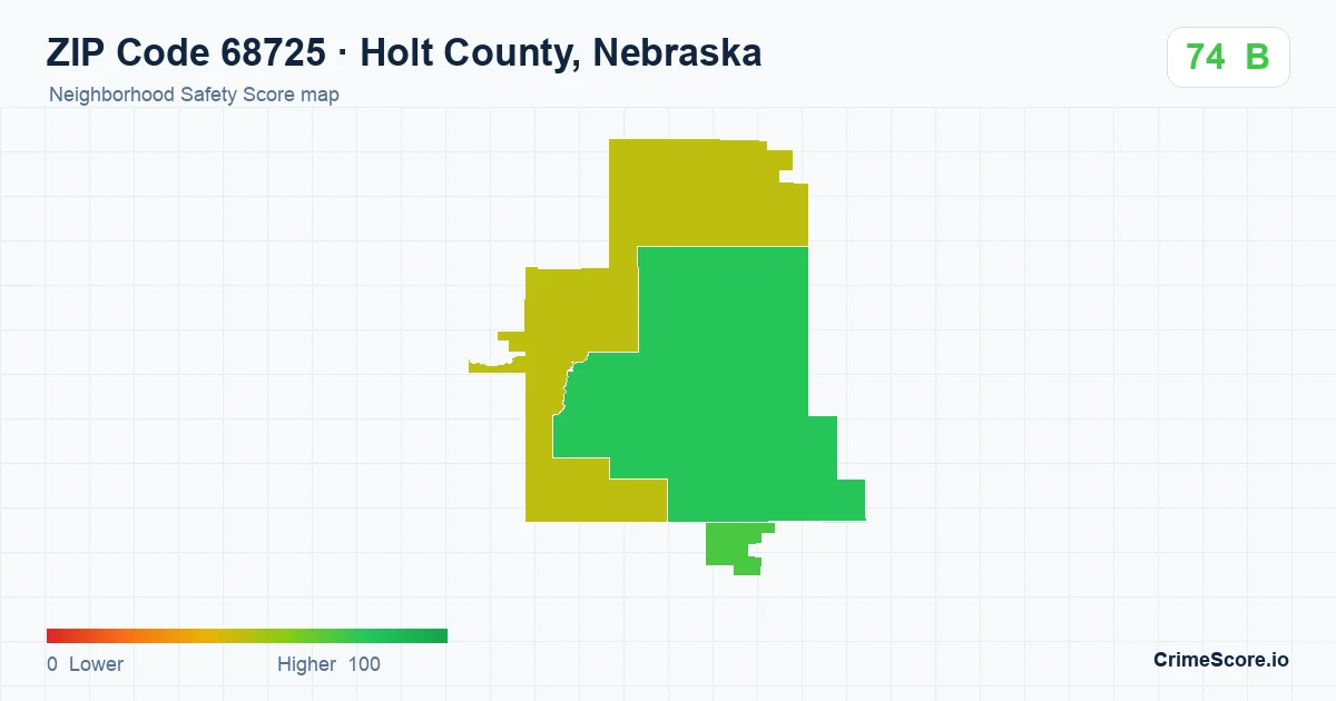 ZIP Code 68725 in Holt County, Nebraska neighborhood Safety Score map