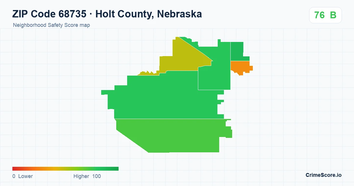 ZIP Code 68735 in Holt County, Nebraska neighborhood Safety Score map