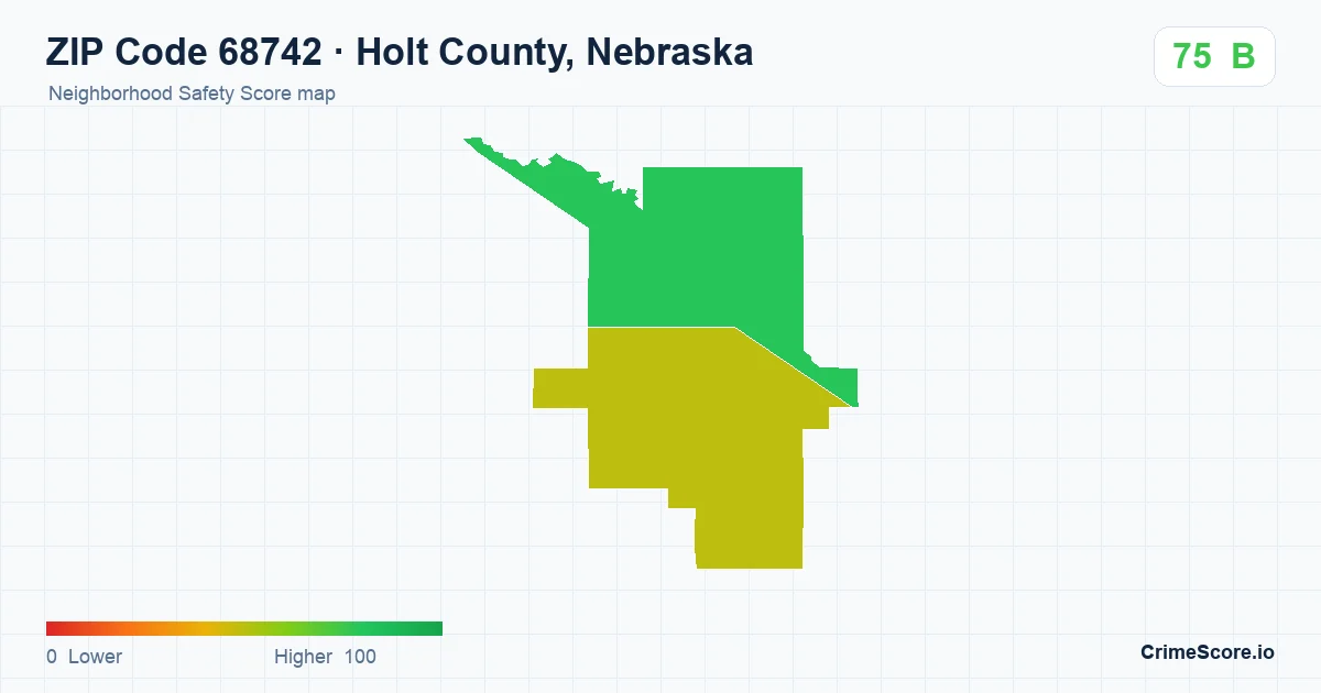 ZIP Code 68742 in Holt County, Nebraska neighborhood Safety Score map