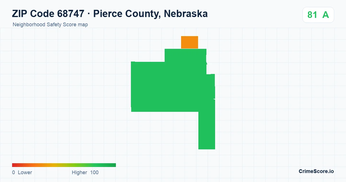 ZIP Code 68747 in Pierce County, Nebraska neighborhood Safety Score map
