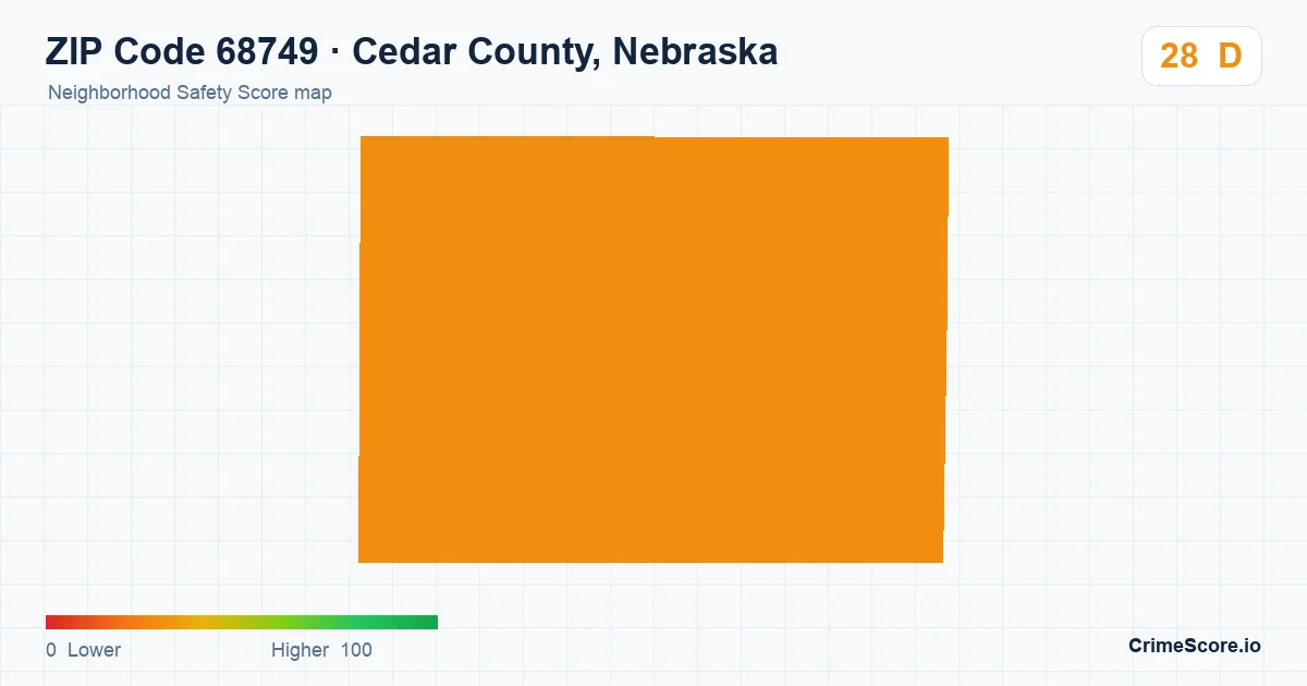ZIP Code 68749 in Cedar County, Nebraska neighborhood Safety Score map