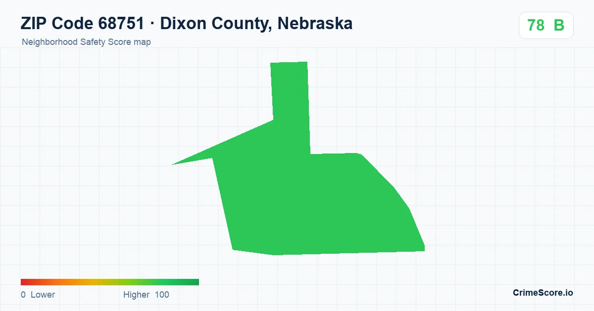 ZIP Code 68751 in Dixon County, Nebraska neighborhood Safety Score map