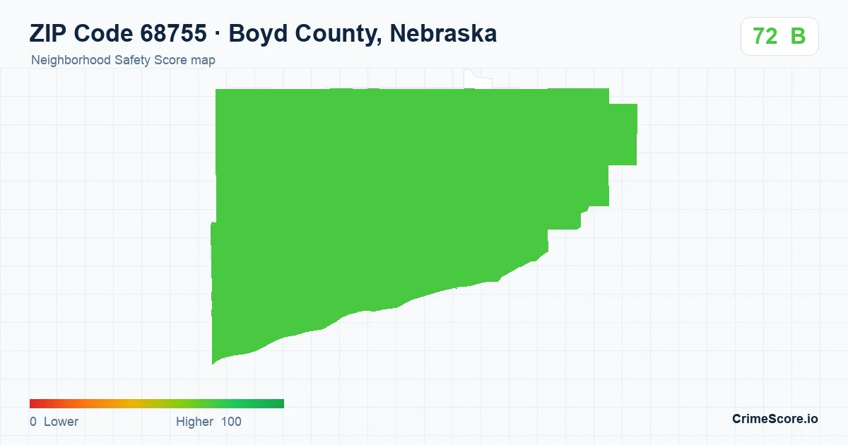 ZIP Code 68755 in Boyd County, Nebraska neighborhood Safety Score map