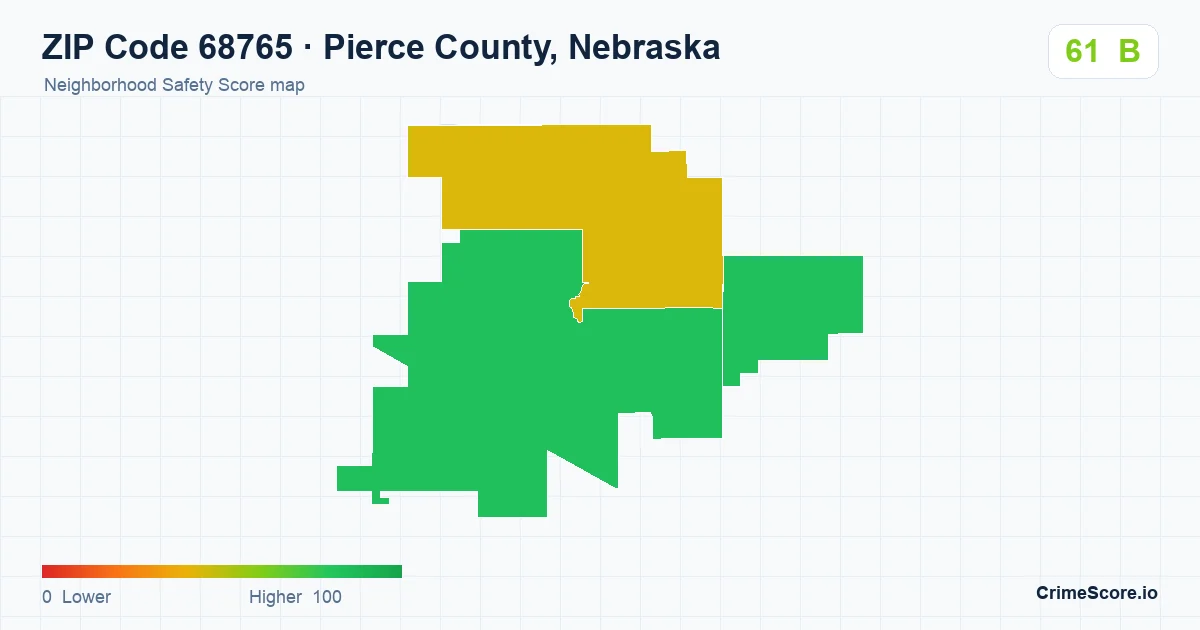 ZIP Code 68765 in Pierce County, Nebraska neighborhood Safety Score map