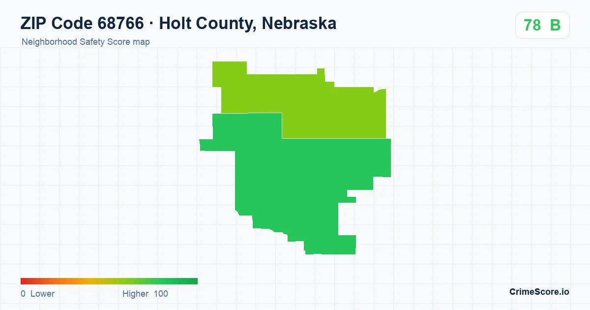 ZIP Code 68766 in Holt County, Nebraska neighborhood Safety Score map