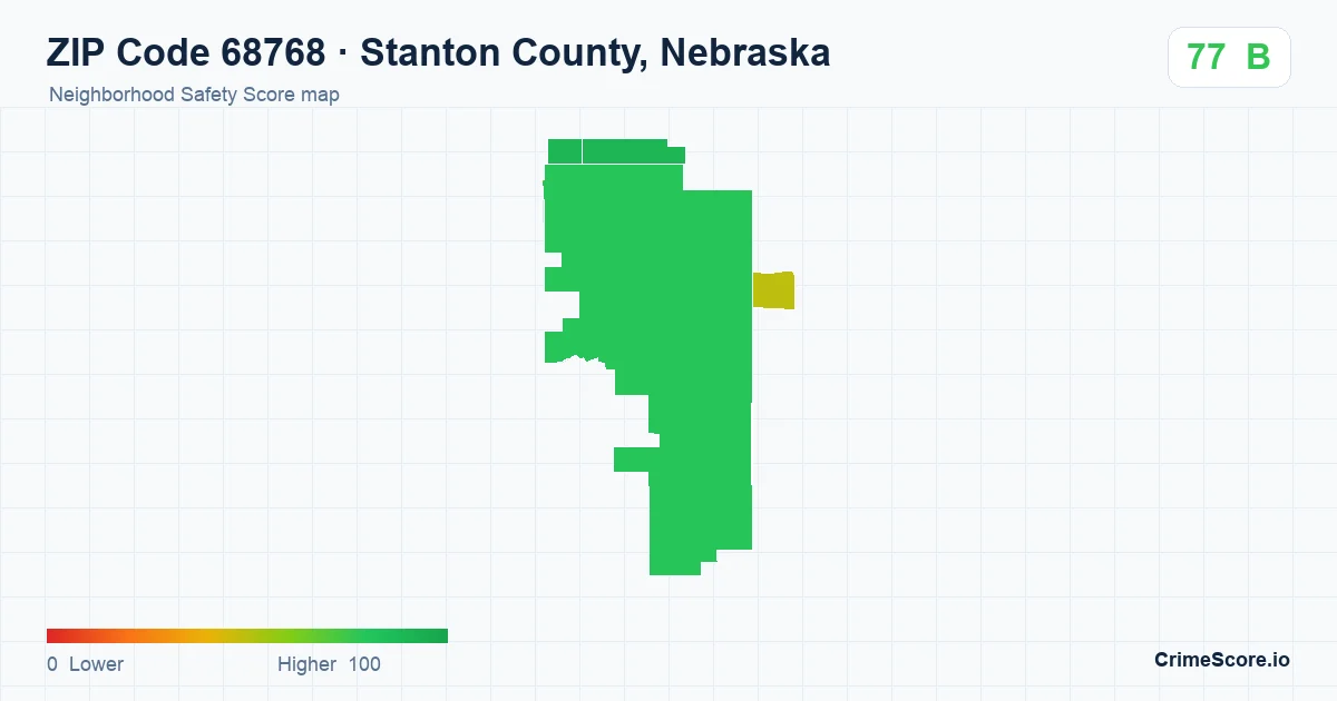 ZIP Code 68768 in Stanton County, Nebraska neighborhood Safety Score map