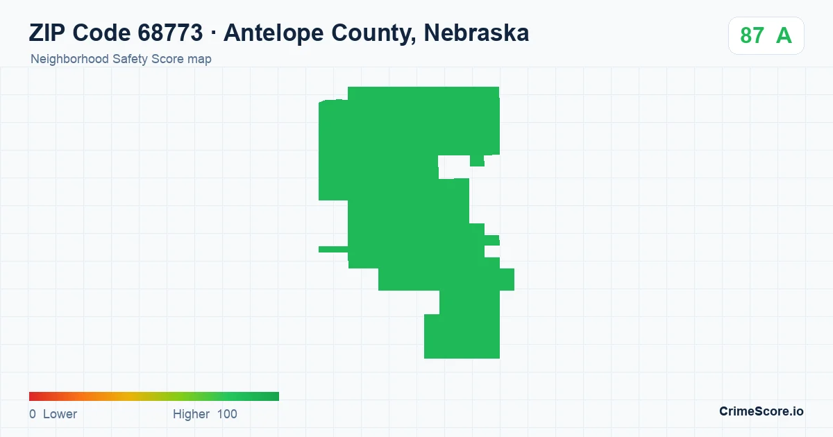 ZIP Code 68773 in Antelope County, Nebraska neighborhood Safety Score map