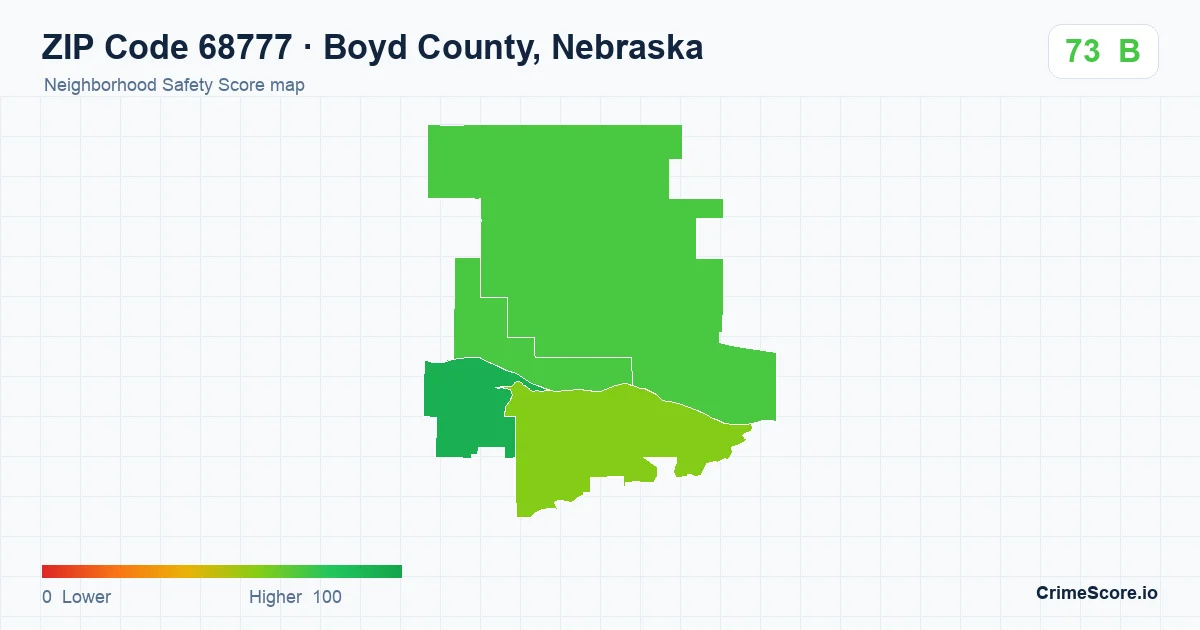 ZIP Code 68777 in Boyd County, Nebraska neighborhood Safety Score map