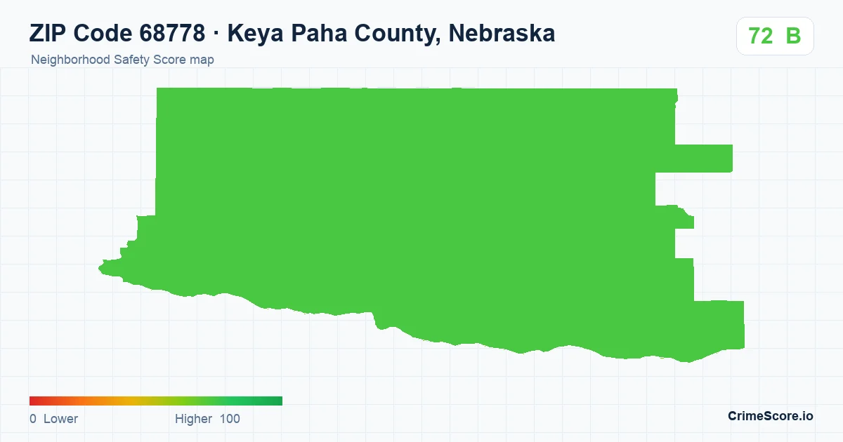 ZIP Code 68778 in Keya Paha County, Nebraska neighborhood Safety Score map