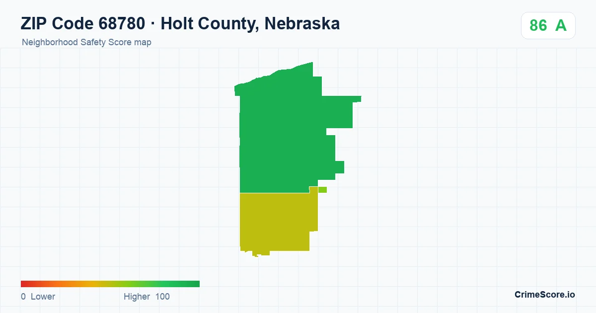 ZIP Code 68780 in Holt County, Nebraska neighborhood Safety Score map
