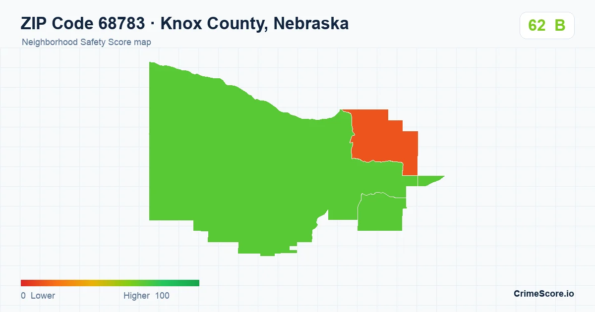 ZIP Code 68783 in Knox County, Nebraska neighborhood Safety Score map