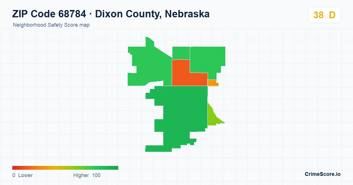 ZIP Code 68784 in Dixon County, Nebraska neighborhood Safety Score map