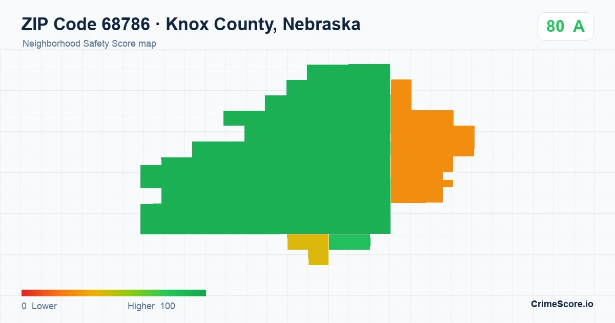 ZIP Code 68786 in Knox County, Nebraska neighborhood Safety Score map