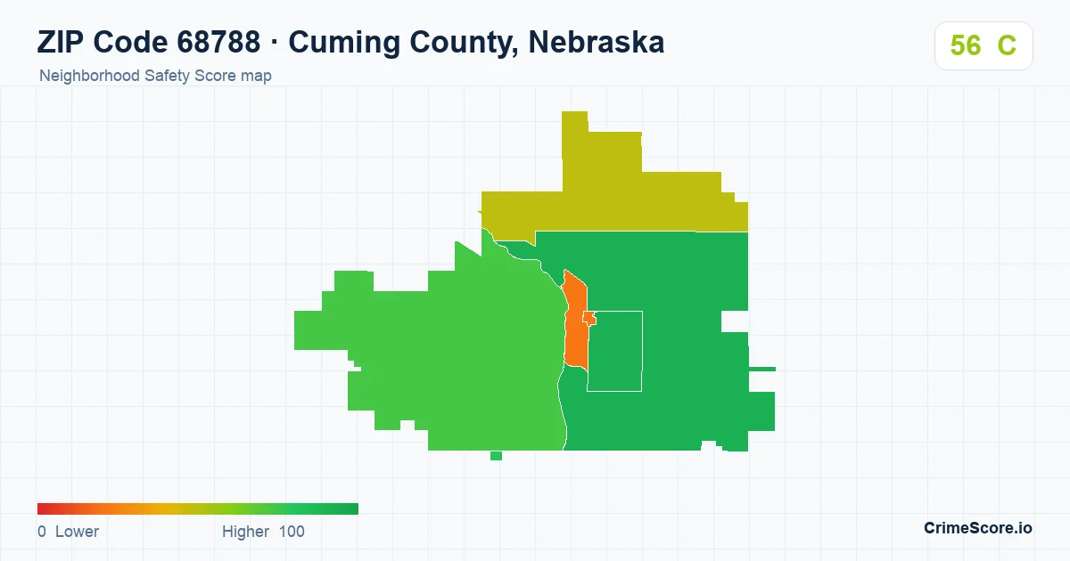 ZIP Code 68788 in Cuming County, Nebraska neighborhood Safety Score map