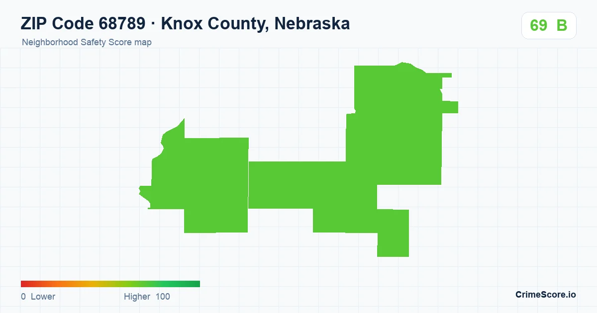 ZIP Code 68789 in Knox County, Nebraska neighborhood Safety Score map