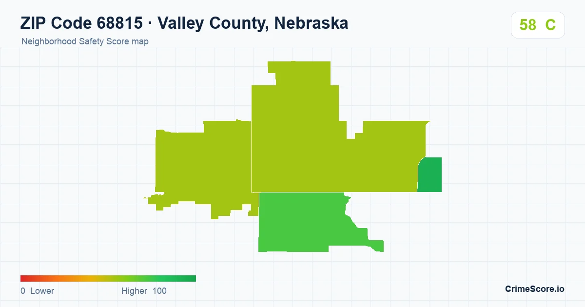 ZIP Code 68815 in Valley County, Nebraska neighborhood Safety Score map