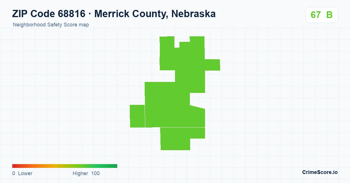 ZIP Code 68816 in Merrick County, Nebraska neighborhood Safety Score map