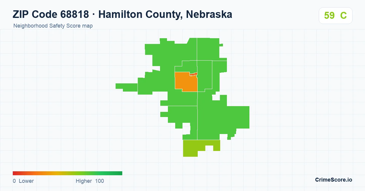 ZIP Code 68818 in Hamilton County, Nebraska neighborhood Safety Score map