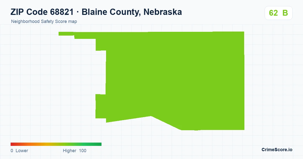 ZIP Code 68821 in Blaine County, Nebraska neighborhood Safety Score map