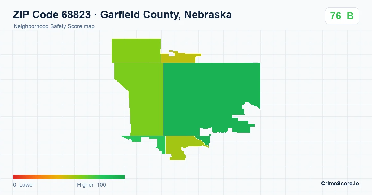ZIP Code 68823 in Garfield County, Nebraska neighborhood Safety Score map