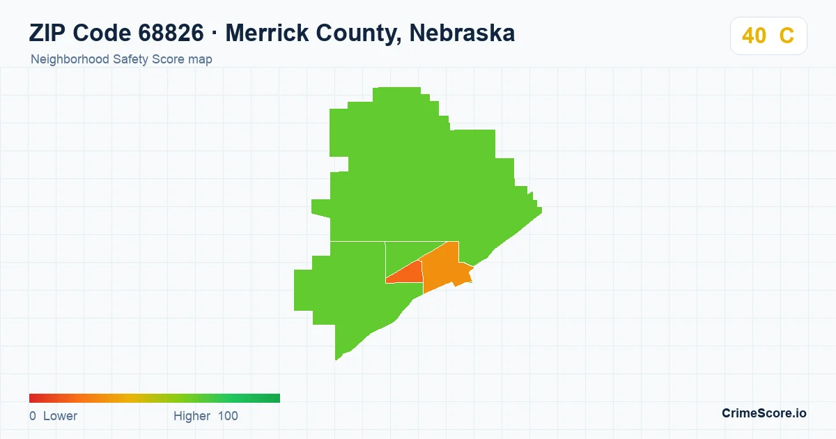 ZIP Code 68826 in Merrick County, Nebraska neighborhood Safety Score map