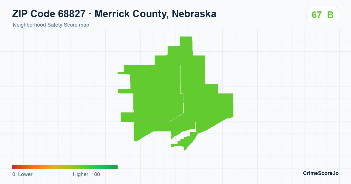ZIP Code 68827 in Merrick County, Nebraska neighborhood Safety Score map