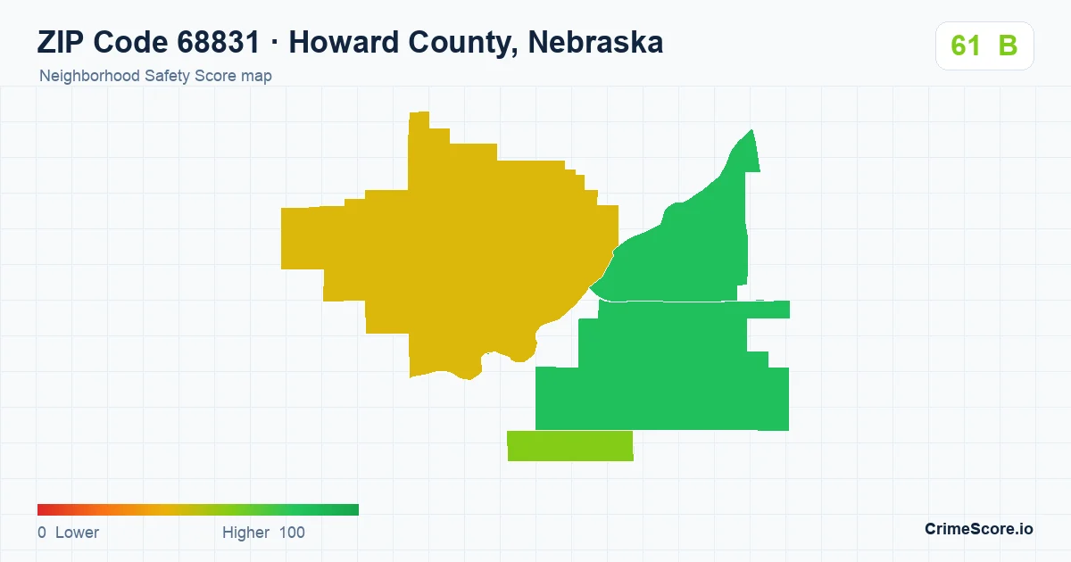 ZIP Code 68831 in Howard County, Nebraska neighborhood Safety Score map