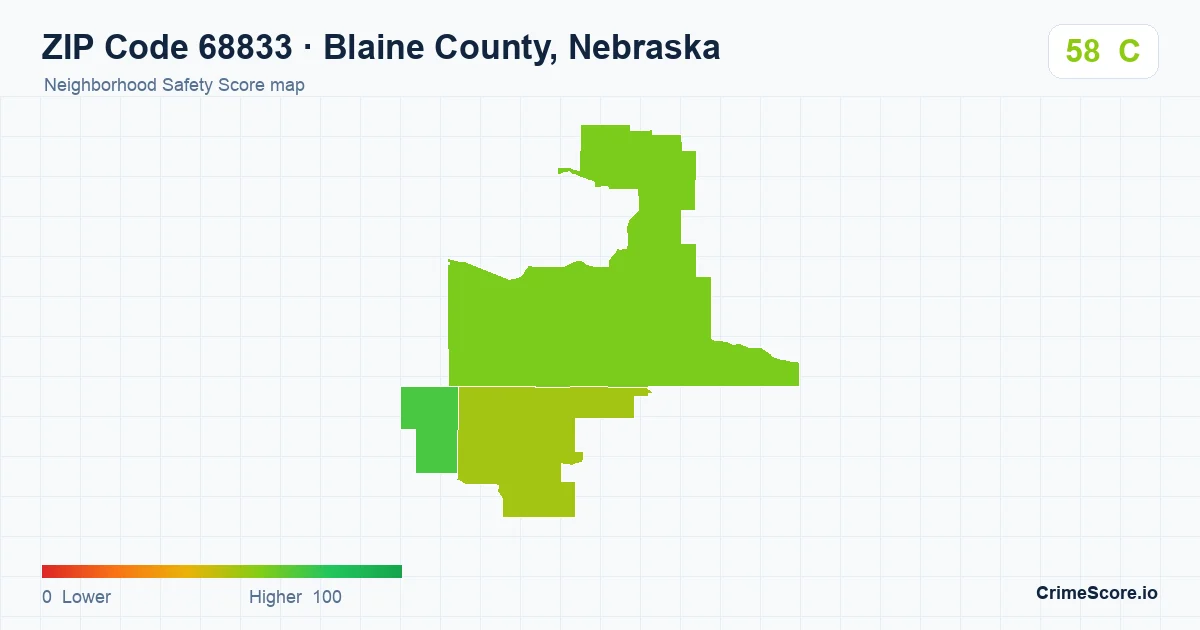 ZIP Code 68833 in Blaine County, Nebraska neighborhood Safety Score map