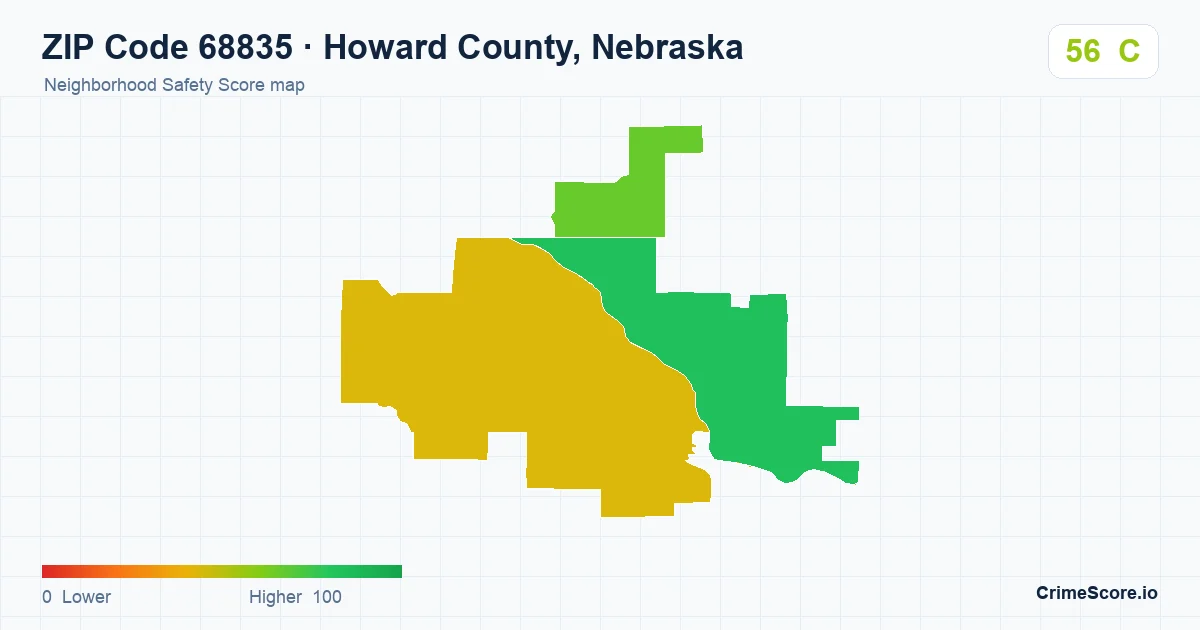 ZIP Code 68835 in Howard County, Nebraska neighborhood Safety Score map