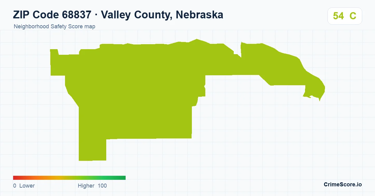 ZIP Code 68837 in Valley County, Nebraska neighborhood Safety Score map