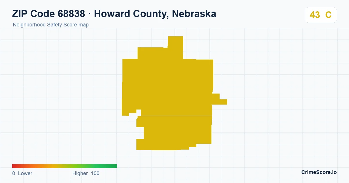 ZIP Code 68838 in Howard County, Nebraska neighborhood Safety Score map