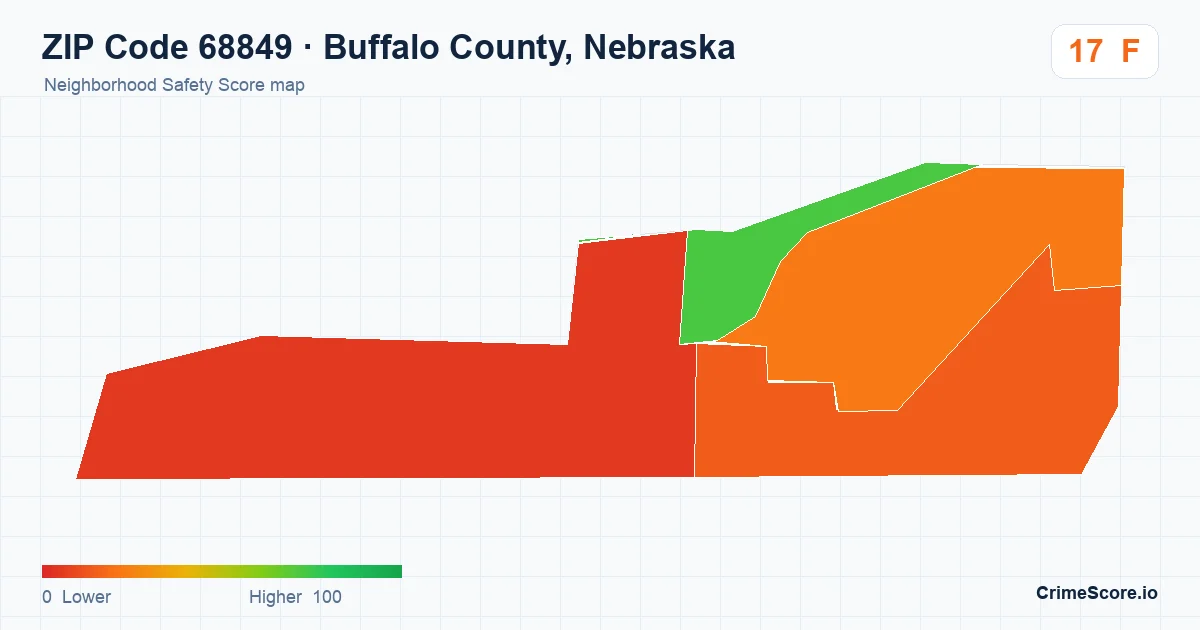 ZIP Code 68849 in Buffalo County, Nebraska neighborhood Safety Score map