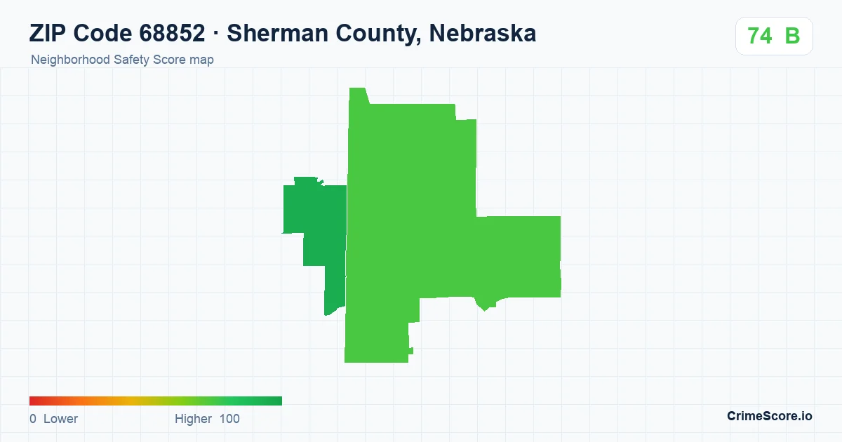 ZIP Code 68852 in Sherman County, Nebraska neighborhood Safety Score map