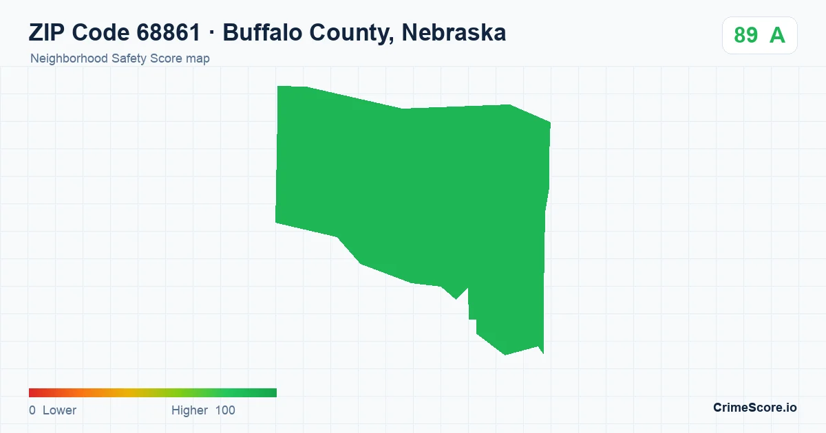 ZIP Code 68861 in Buffalo County, Nebraska neighborhood Safety Score map