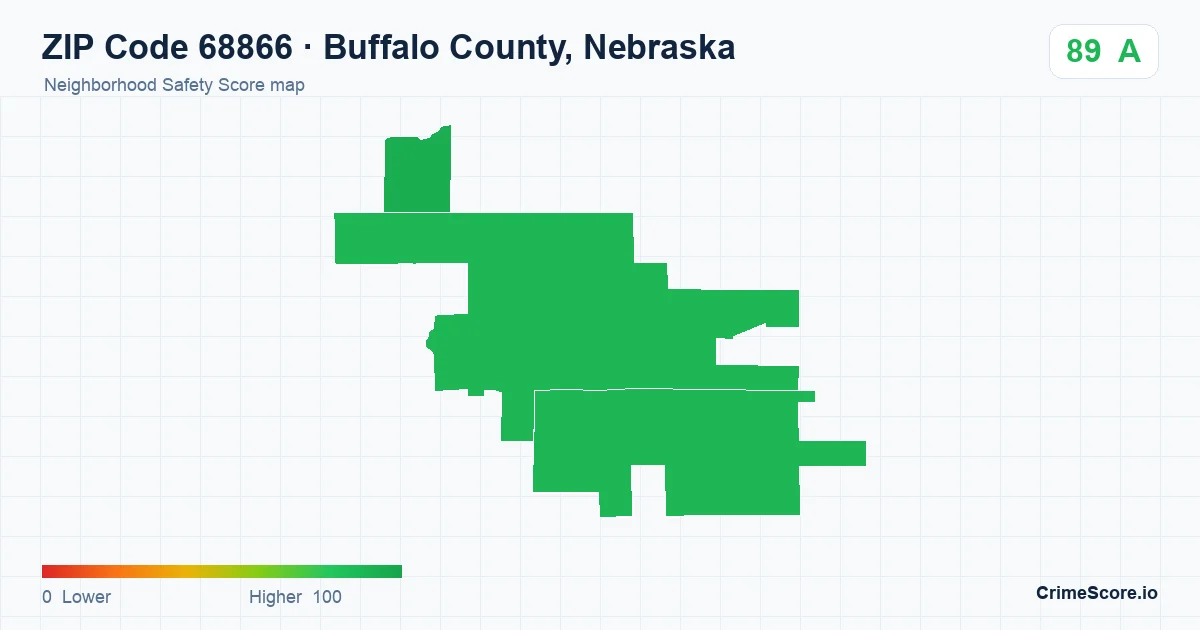 ZIP Code 68866 in Buffalo County, Nebraska neighborhood Safety Score map