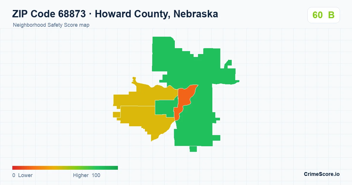 ZIP Code 68873 in Howard County, Nebraska neighborhood Safety Score map