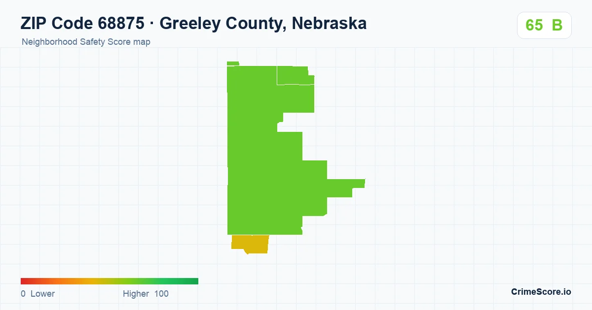 ZIP Code 68875 in Greeley County, Nebraska neighborhood Safety Score map