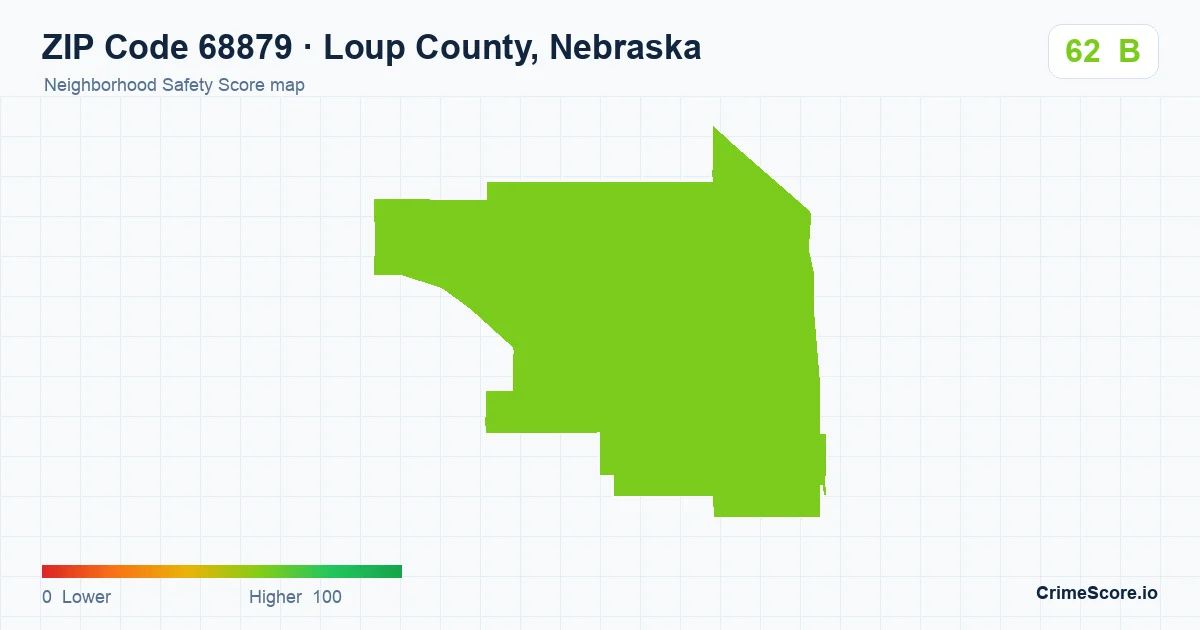 ZIP Code 68879 in Loup County, Nebraska neighborhood Safety Score map