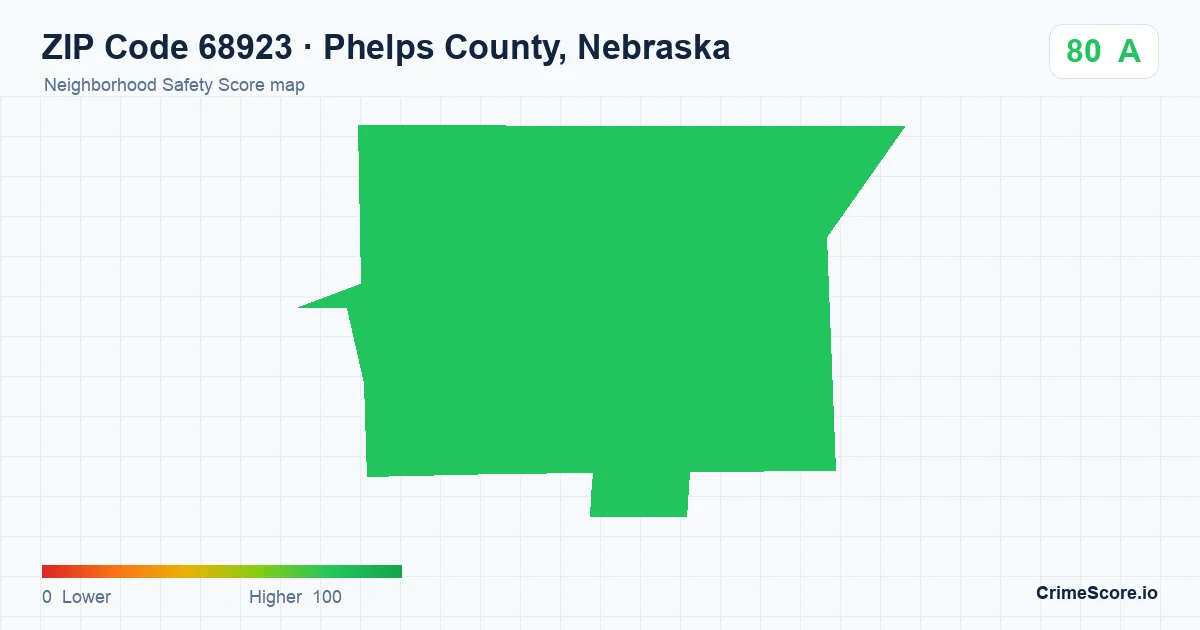 ZIP Code 68923 in Phelps County, Nebraska neighborhood Safety Score map