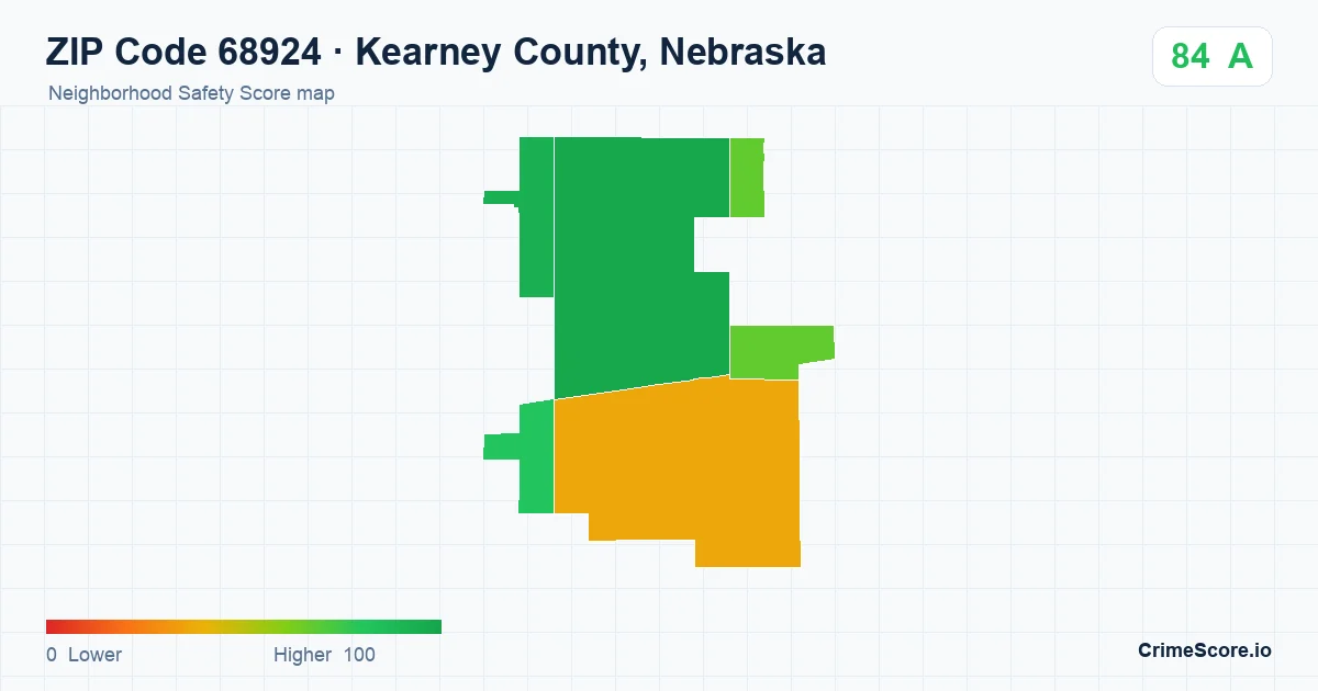 ZIP Code 68924 in Kearney County, Nebraska neighborhood Safety Score map